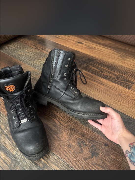 Men\'s Black Leather Harley-Davidson Lace-Up Work Boots main image 4